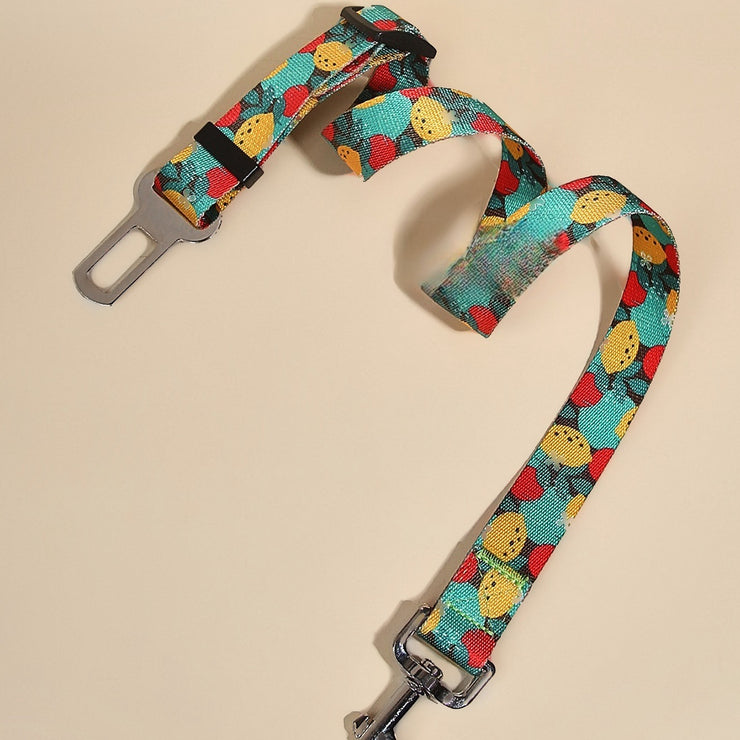 New Printed Pet Car Seat Belt Dog Hand Holding Rope Nylon Car Pet Supplies