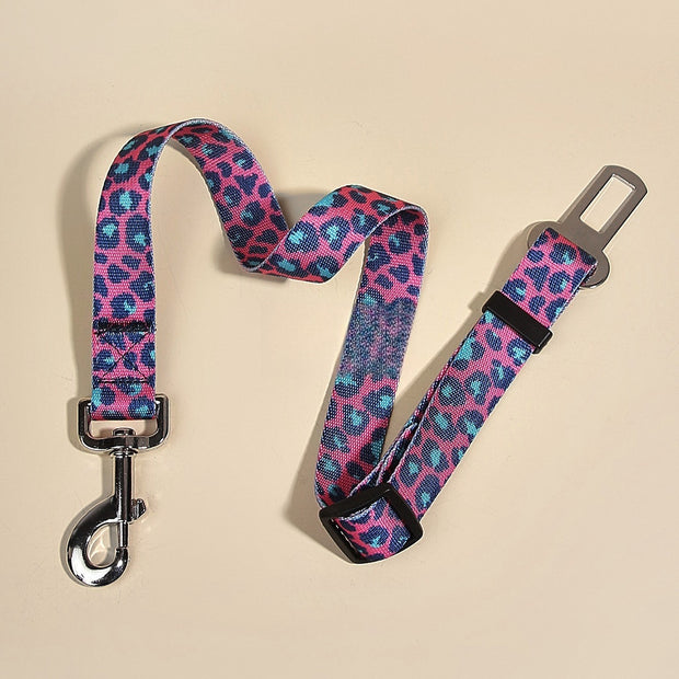 New Printed Pet Car Seat Belt Dog Hand Holding Rope Nylon Car Pet Supplies